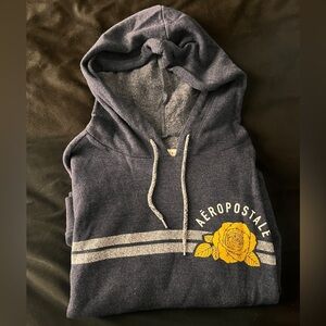 Aeropostale Navy Fleece-lined Hoodie with Yellow Flower